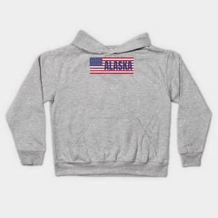 Alaska State in American Flag Kids Hoodie